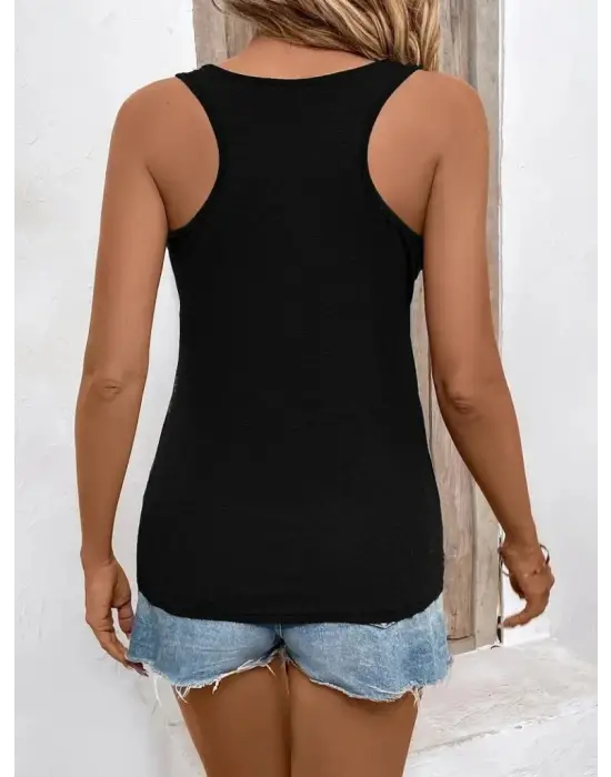 Kadın Askılı Yuvarlak Yaka Kalp Baskılı Viskon Bluz