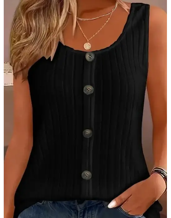 Kadın Askılı Yuvarlak Yaka önden Düğmeli Kalın Fitilli Kaşkorse Bluz