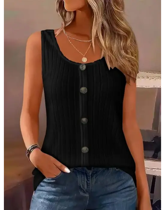 Kadın Askılı Yuvarlak Yaka önden Düğmeli Kalın Fitilli Kaşkorse Bluz