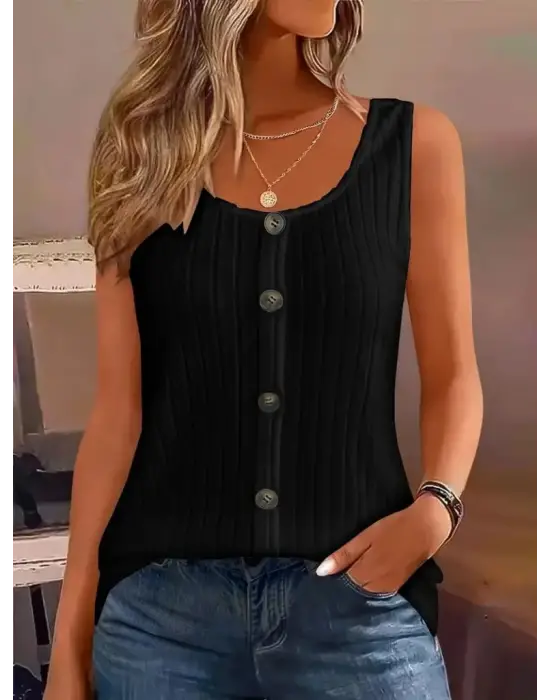 Kadın Askılı Yuvarlak Yaka önden Düğmeli Kalın Fitilli Kaşkorse Bluz