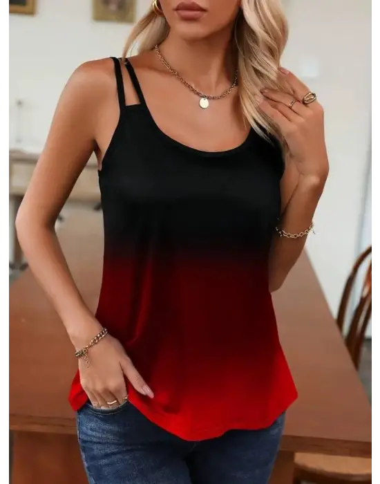 Kadın Askılı Yuvarlak Yaka Süprem Bluz