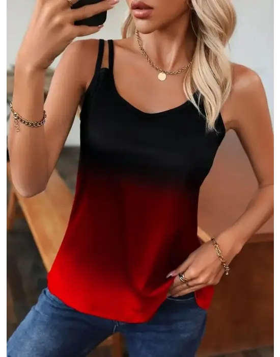 Kadın Askılı Yuvarlak Yaka Süprem Bluz