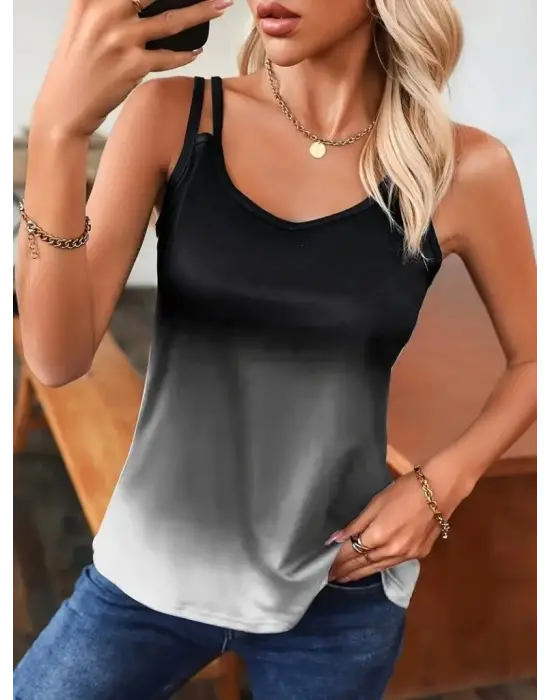 Kadın Askılı Yuvarlak Yaka Süprem Bluz