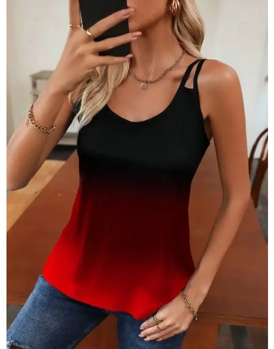 Kadın Askılı Yuvarlak Yaka Süprem Bluz