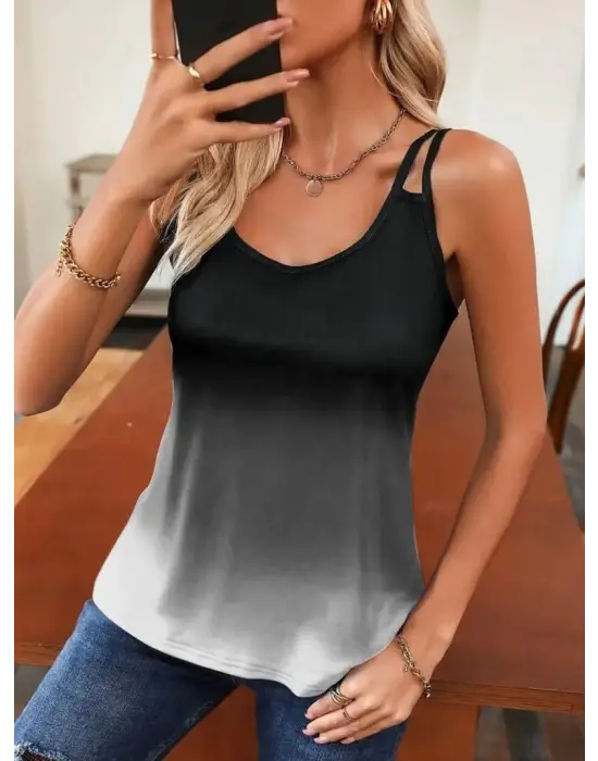 Kadın Askılı Yuvarlak Yaka Süprem Bluz