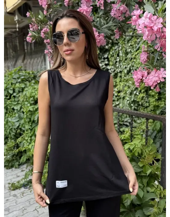 Kadın Askılı Yuvarlak Yaka Viskon Iki Iplik Bluz Ve Eşofman Altı Ikili Takım