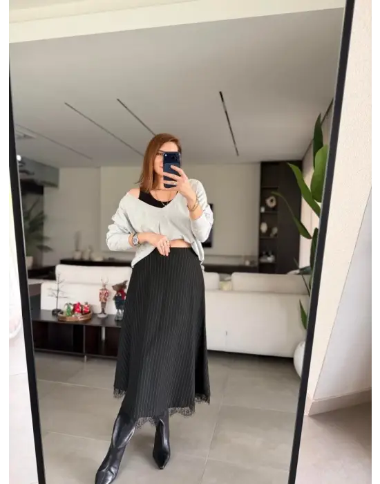 Kadın Atlet Bluz Ve Etek üçlü Takım