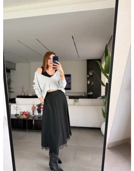 Kadın Atlet Bluz Ve Etek üçlü Takım