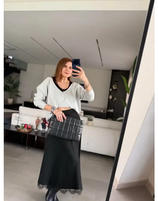 Kadın Atlet Bluz Ve Etek üçlü Takım