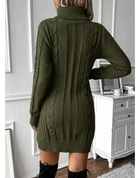 Kadın Balıkçı Yaka Mini Triko Elbise