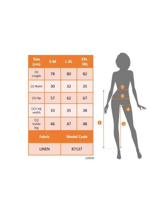 Kadın Beli Lastikli Düğme Ve Cep Detaylı Kapri Ithal Keten Pantolon