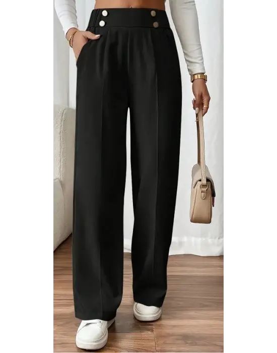 Omarı Rahat Kadın Beli Lastikli Krep Pantolon