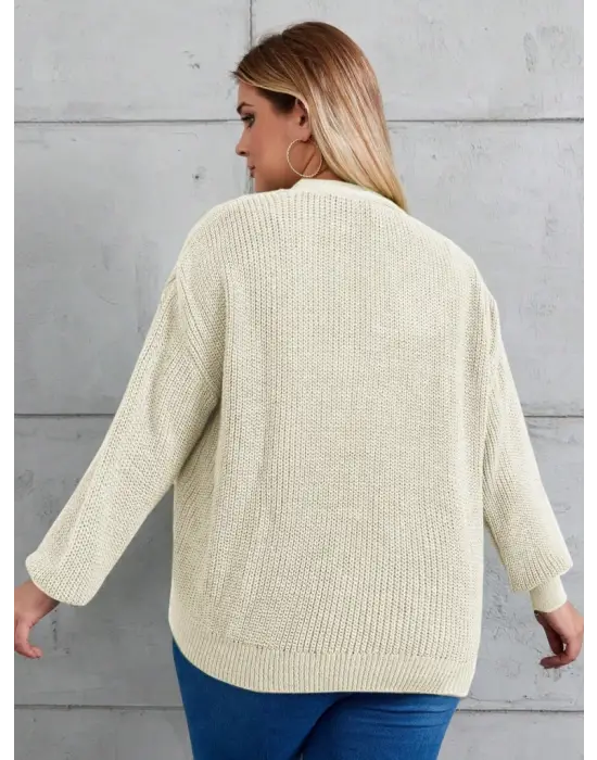 Kadın Beş Düğme Büyük Beden Triko Hırka