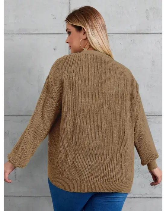 Kadın Beş Düğme Büyük Beden Triko Hırka