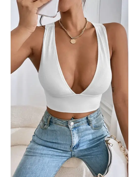 Omarı Sırt Detaylı Siyah Çapraz Crop Top