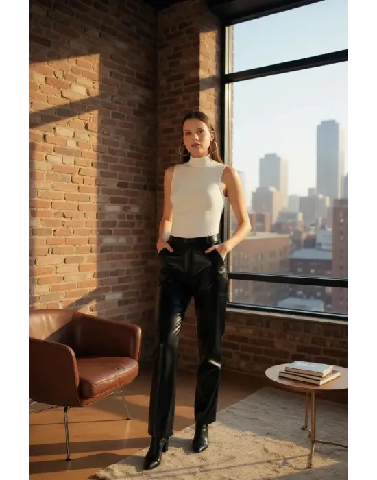 Kadın Beyaz Kolsuz Balıkçı Yaka Basic Bluz