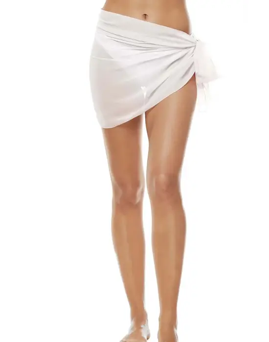 Omarı Etek Ucu Detaylı Şeffaf Beyaz Pareo