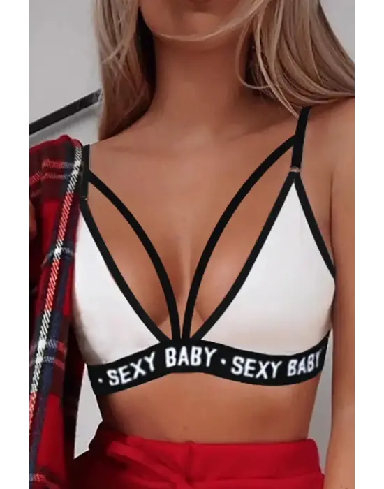 Omarı Beyaz Yazı Detaylı Ipli Sütyen Takımı - Yazın Vazgeçilmezi!