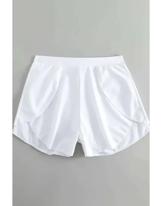 Omarı Beyaz Yırtmaçlı Deniz Şortu