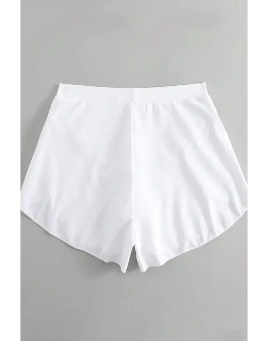 Omarı Beyaz Yırtmaçlı Deniz Şortu