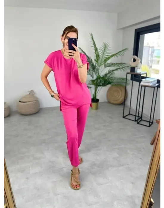 Kadın Bisiklet Yaka Paça Pensli Aerobin Kumaş İkili Takım