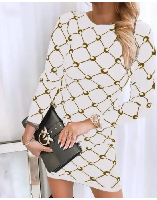 Omarı Şık Tasarım Bisiklet Yaka Elbise