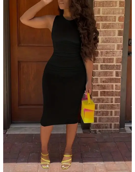 Kadın Bodycon Midi Boy Dalgıç Elbise