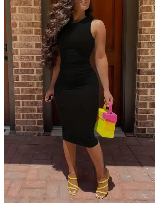 Kadın Bodycon Midi Boy Dalgıç Elbise