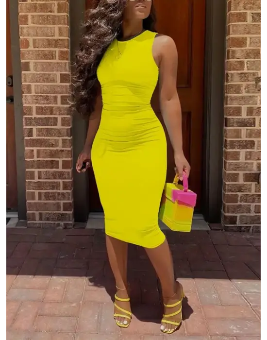 Kadın Bodycon Midi Boy Dalgıç Elbise