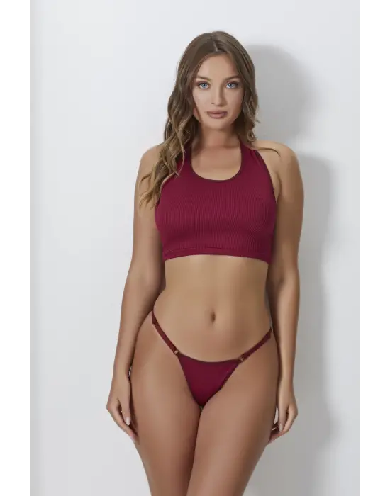 Omarı Bordo Ayarlanabilir Tanga ve Büstiyer Takımı