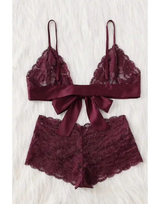 Omarı Dantelli ve Kurdelalı Kadın İç Çamaşır Takımı