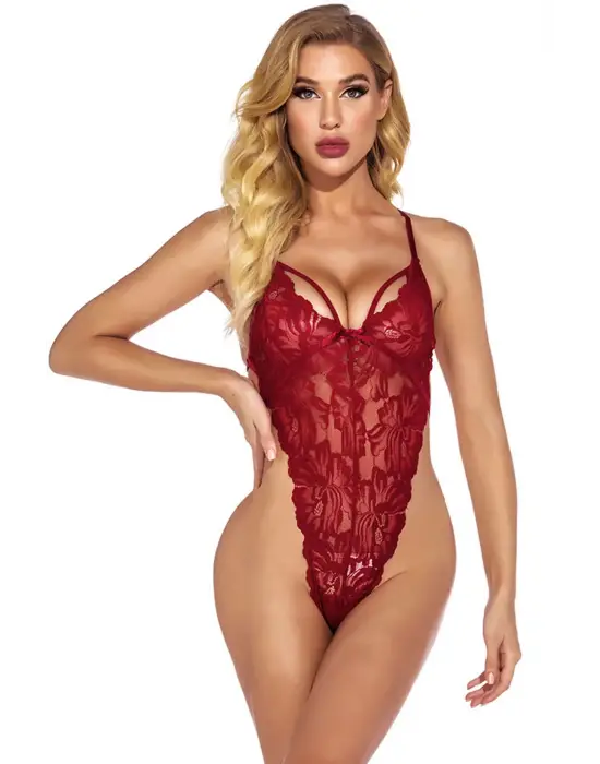 Omarı Şık Dantelli Bordo İç Çamaşır Takımı