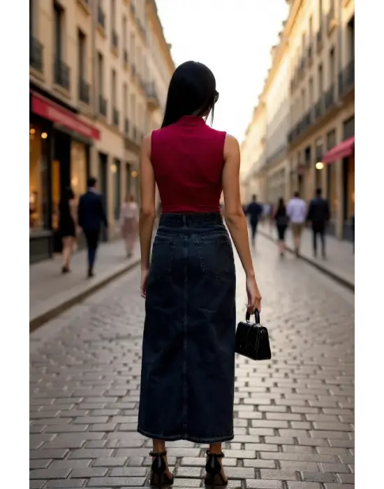 Kadın Bordo Kolsuz Balıkçı Yaka Basic Bluz