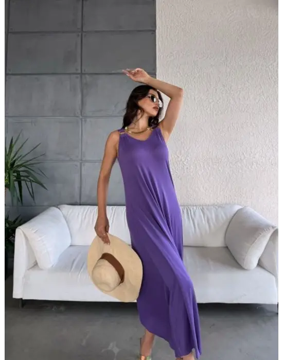 Kadın çan Dokuma Kumaş V Yaka Asimetrik Kesim Elbise