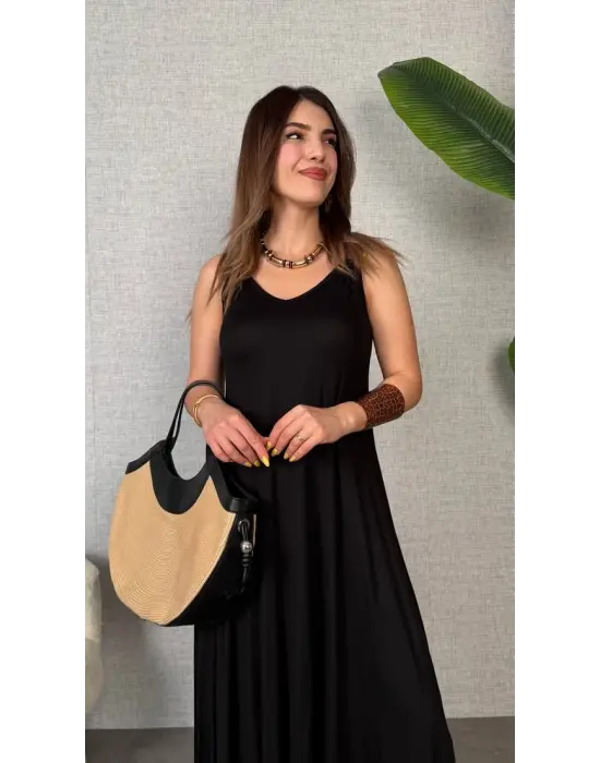 Kadın çan Dokuma Kumaş V Yaka Asimetrik Kesim Elbise