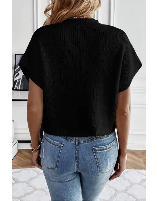 Kadın çiçek Detaylı Triko Bluz