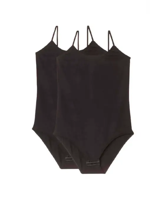 Kadın Çıtçıtlı Siyah İp Askılı Body