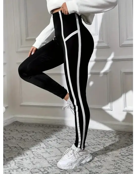 Kadın çizgili Egzersiz Dalgıç Tayt