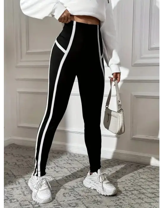 Kadın çizgili Egzersiz Dalgıç Tayt