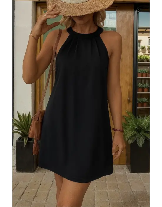 Omarı Dantel Detaylı Janjan Krep Elbise