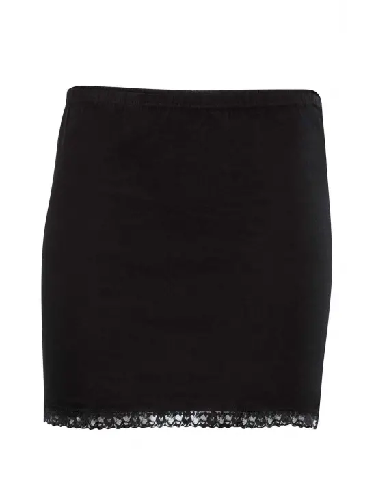 Kadın Dantel Detaylı Mini Jüpon Etek Astarı Siyah - 3001A