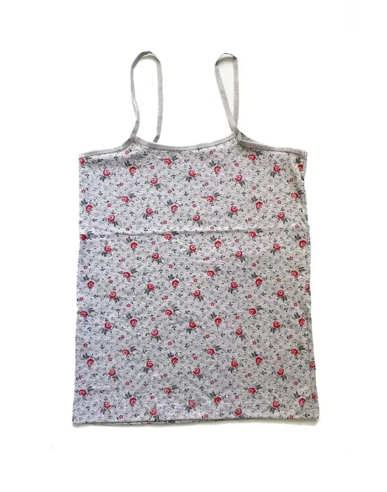 Omarı Desenli Dantelli Kadın Askılı Atlet - Hafif ve Şık