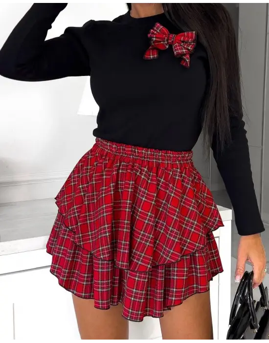 Kadın Dijital Baskılı Dalgıç Kumaş Fıyonk Aksesuarlı Takım