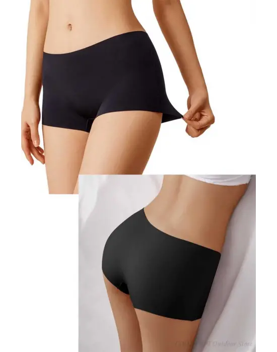 Omarı Dikişsiz İz Yapmayan Mini Şort Boxer Siyah