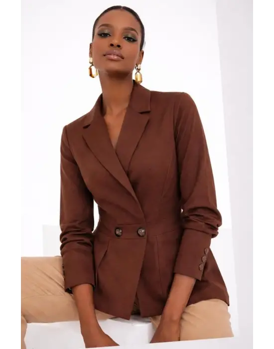 Kadın Düğme Ve Blise Detay Arkası Lastikli Takım