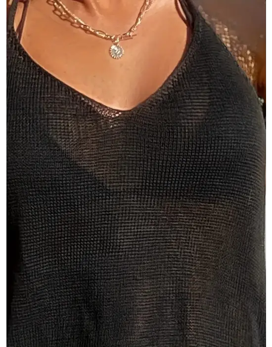 Kadın Eteği Büzgü Detay Boyundan Bağlamalı Mini Triko Pareo