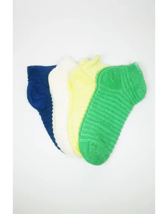 Omarı Rengarenk Kadın Bilek Çorapları - Patik Desenli 4lü Paket