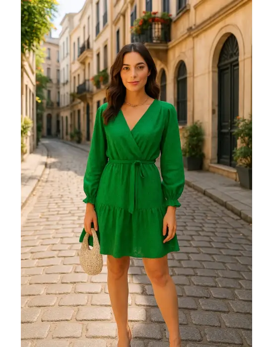 Omarı Elegan Güpürlü Mini Elbise