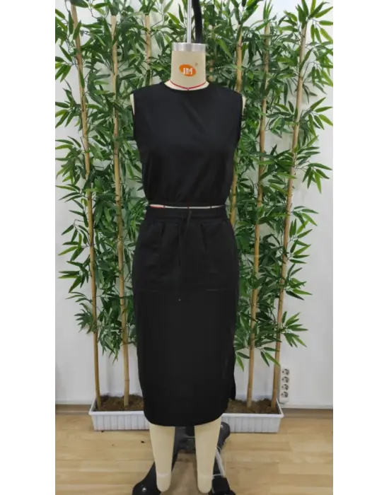 Kadın Iki Iplik Crop Etek Ikili Takım