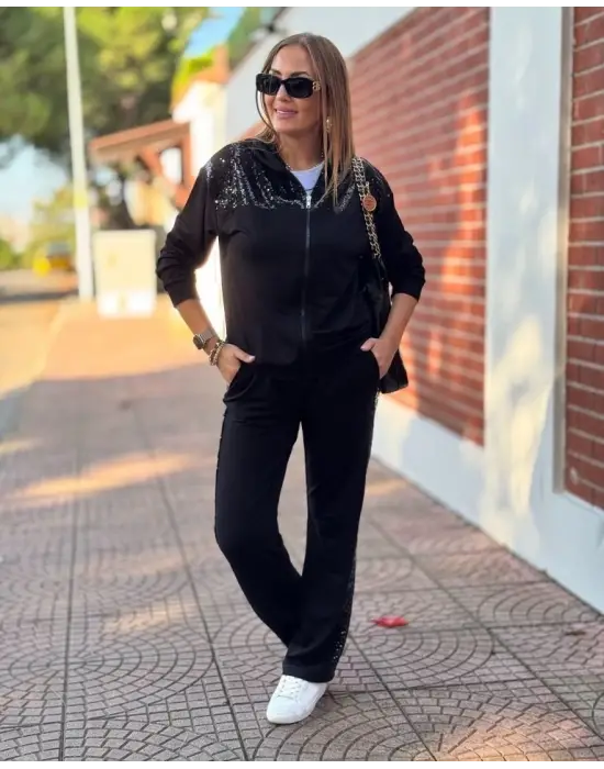 Kadın Iki Iplik Kumaş Pul Ve Fermuar Detaylı Ikili Takım